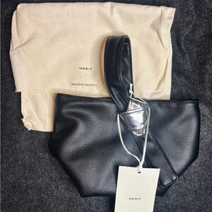 MERIT x Brandon Maxwell Black Leather Clutch Wristlet — New  + Dust Bag